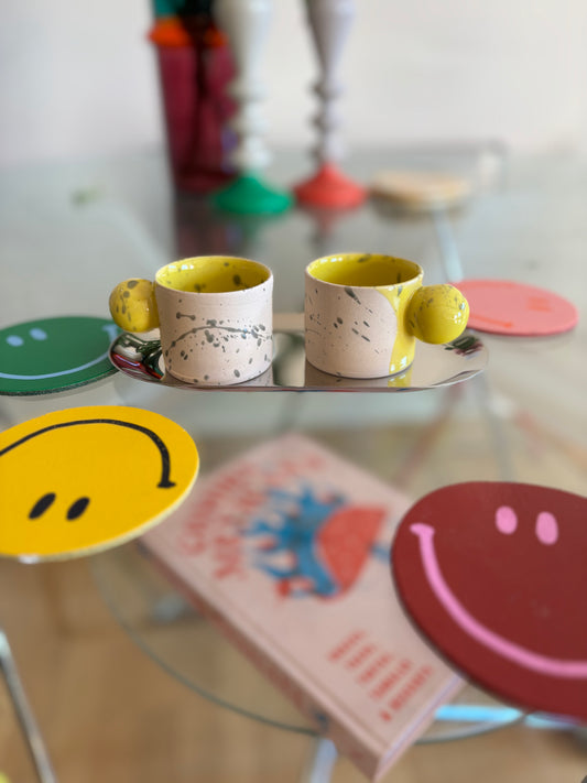 Doppiocotto handmade espresso cups with tray