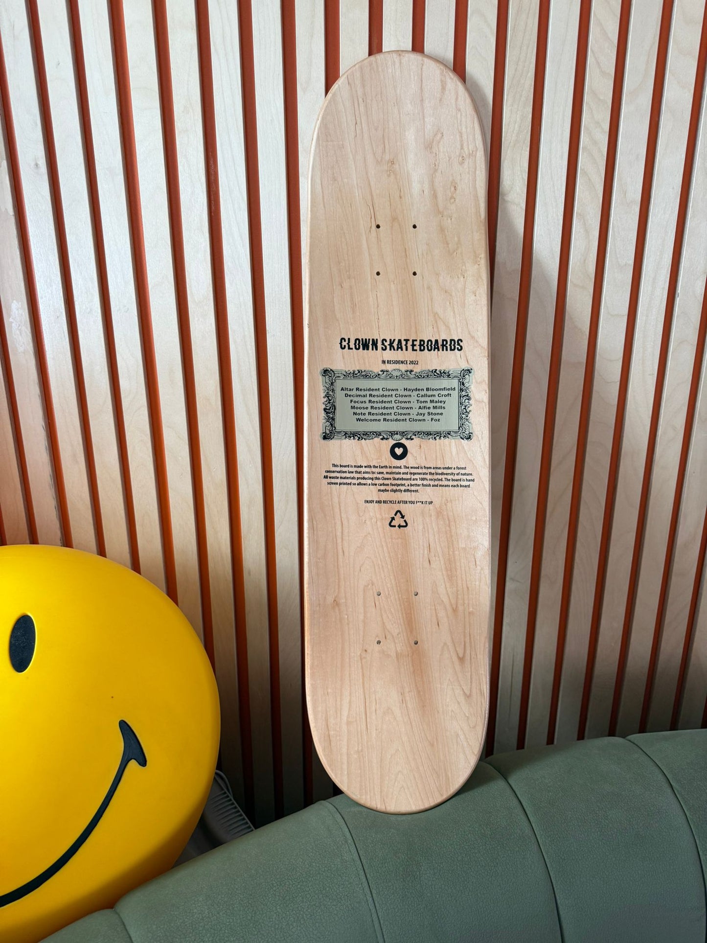 Welcome clown skate deck