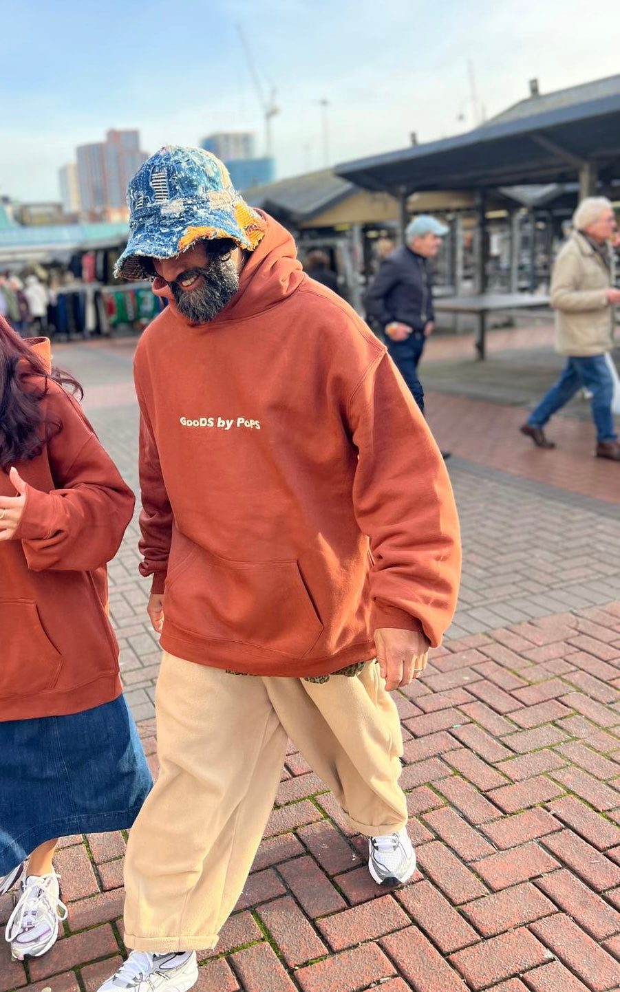 Goods by Pops earth brown embroidered hoodie